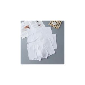 Lot de 3 Caleçons Boxers Homme en Coton Confort Masculins Classic – Taille Élastique – Respirant – Blanc